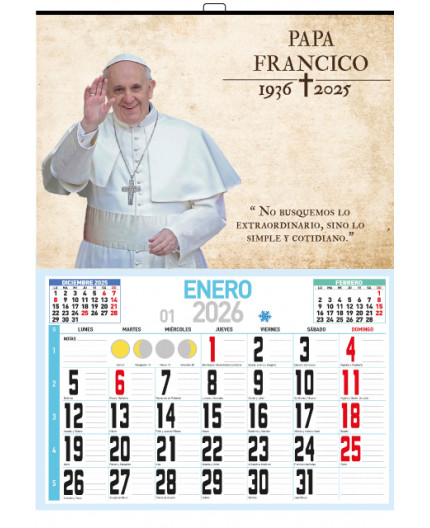 CALENDARIO DE FALDILLA 43.5 MENSUAL PERSONALIZADO 2026 NOTAS