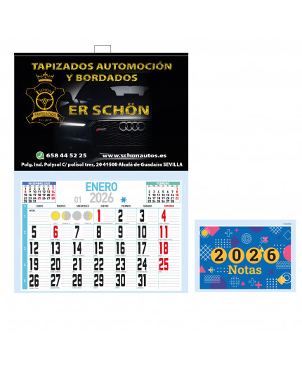CALENDARIO DE PARED FALDILLA 31.5 MENSUAL PERSONALIZADO, LÁMINA 31.5X22CM 2026