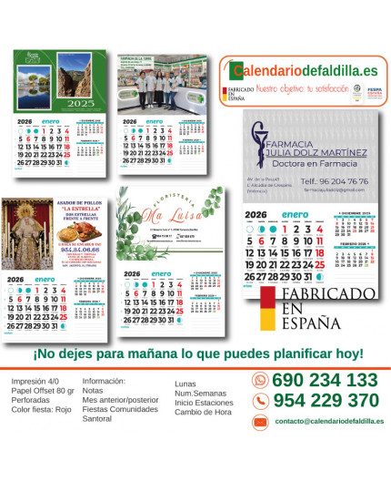 CALENDARIO DE FALDILLAS PERSONALIZADO IMÁN 15 CM-2026