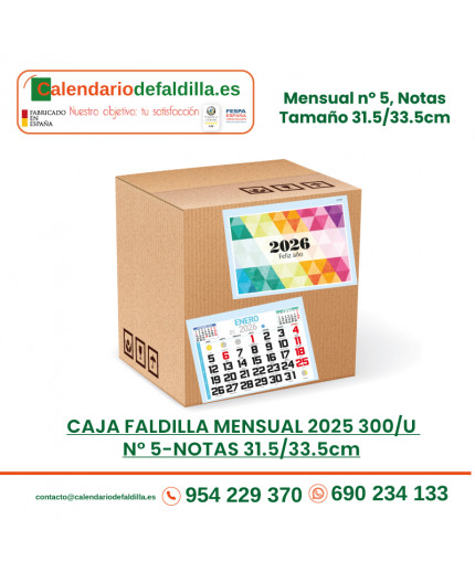 CAJA FALDILLA MENSUAL 2025 300/U Nº 4 31.5/33.5cm