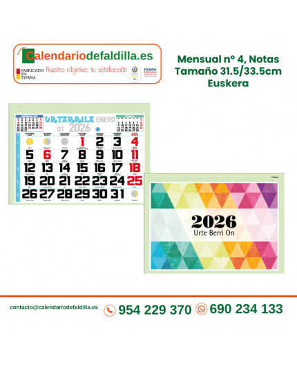 FALDILLA MENSUAL 2025 Nº 4 EUSKERA 31.5/33.5cm