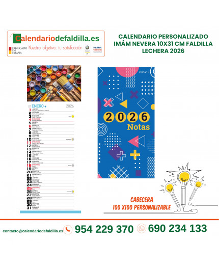 CALENDARIO PERSONALIZADO IMÁM NEVERA 10X31 CM FALDILLA LECHERA 2026